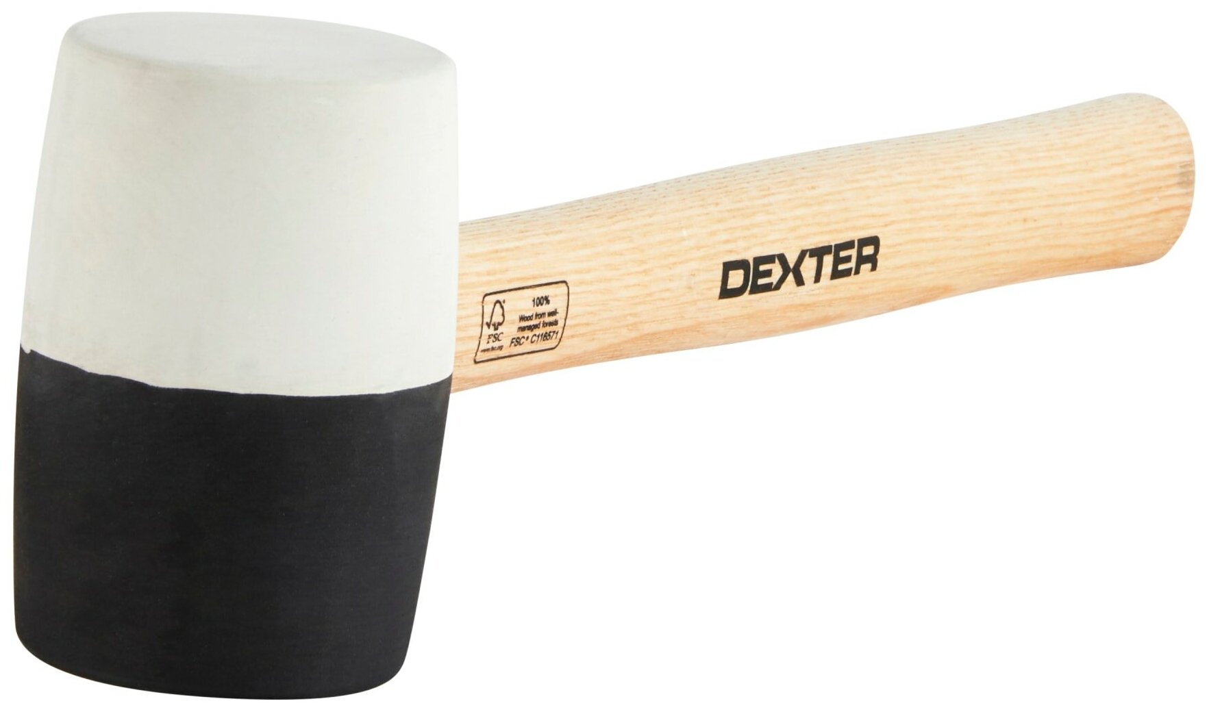 Киянка Dexter 450 г резиновая с деревянной ручкой цвет чёрно-белый