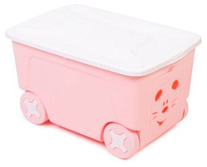 Детский ящик для игрушек COOL на колесах 50 литров цвет розовый