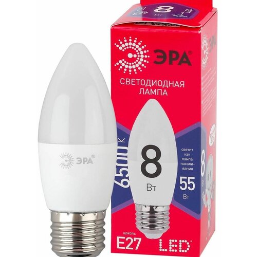 Лампа светодиодная ЭРА LED, 8Вт, E27, свеча