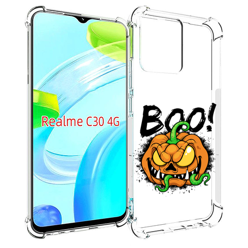 Чехол MyPads Хэллоуин бу для Realme C30 4G / Narzo 50i Prime задняя-панель-накладка-бампер чехол mypads хэллоуин счастливый для realme c30 4g narzo 50i prime задняя панель накладка бампер