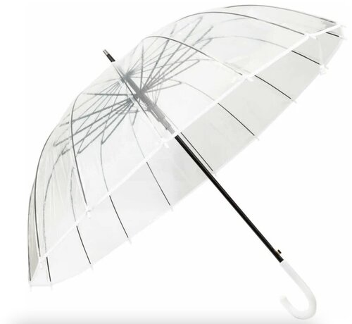 Зонт-трость Angel, автомат, купол 114 см, 16 спиц, чехол в комплекте, белый, бесцветный