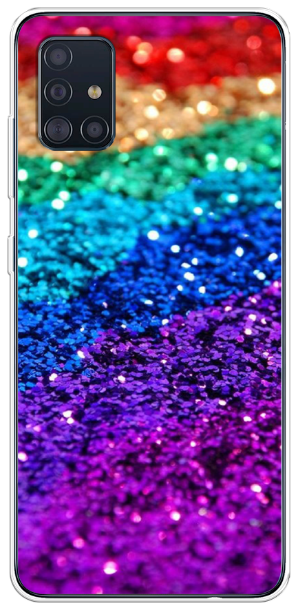 Силиконовый чехол "Блестящая радуга рисунок" на Samsung Galaxy A51 / Самсунг Гэлакси А51