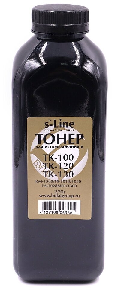 Тонер булат s-Line TK-100, TK-120, TK-130 для Kyocera FS-1028MFP (Чёрный, банка 270 г)