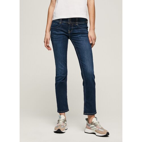 Джинсы  Pepe Jeans, прилегающие, средняя посадка, стрейч, размер 28, голубой