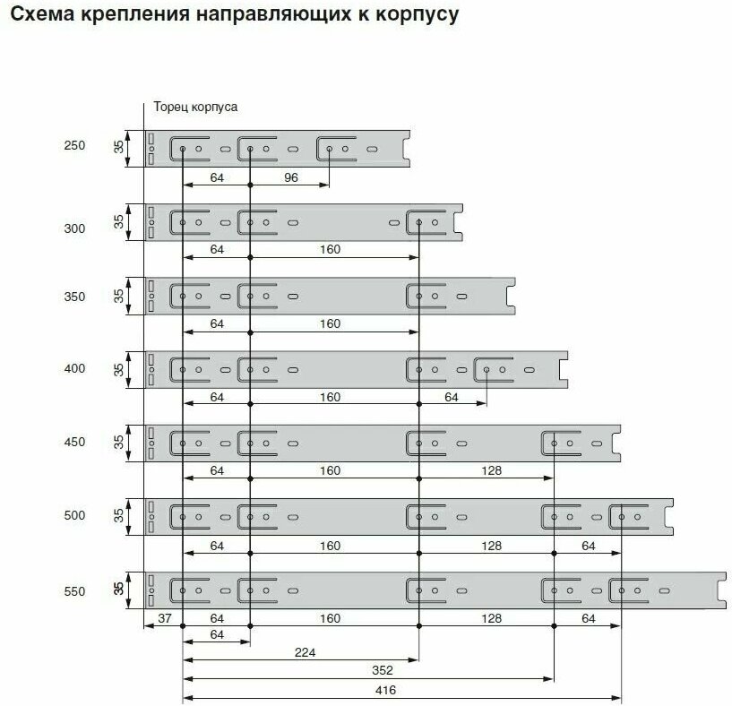 Шариковые направляющие полного выдвижения усиленные GRADE, длина 300 мм, высота 42 мм, без доводчика - фотография № 13