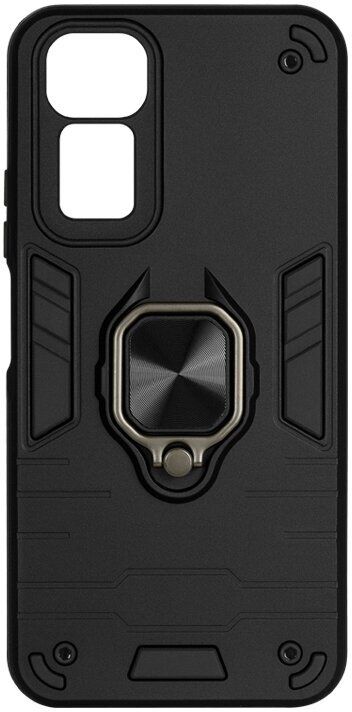 Защищенный чехол с металлической пластиной для магнитного держателя и кольцом для Xiaomi Redmi Note 12s DF xiArmor-02 (black)