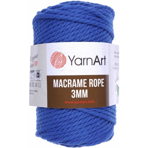Пряжа YarnArt Macrame Rope 3mm василек (772), 60%хлопок/ 40%вискоза/полиэстер, 63м, 250г, 5шт