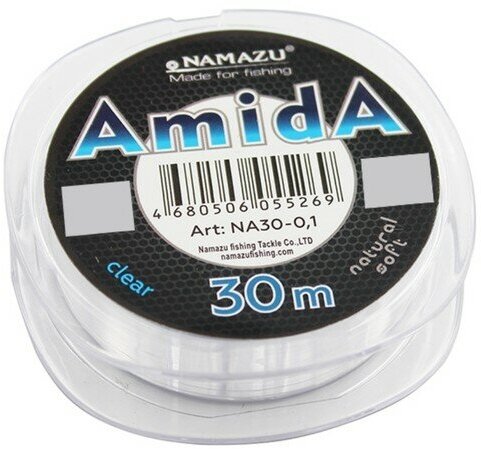 Леска Naмazu Aмida диаметр 0.23 мм тест 6 кг 30 м прозрачная упаковка 10 шт. 9634420