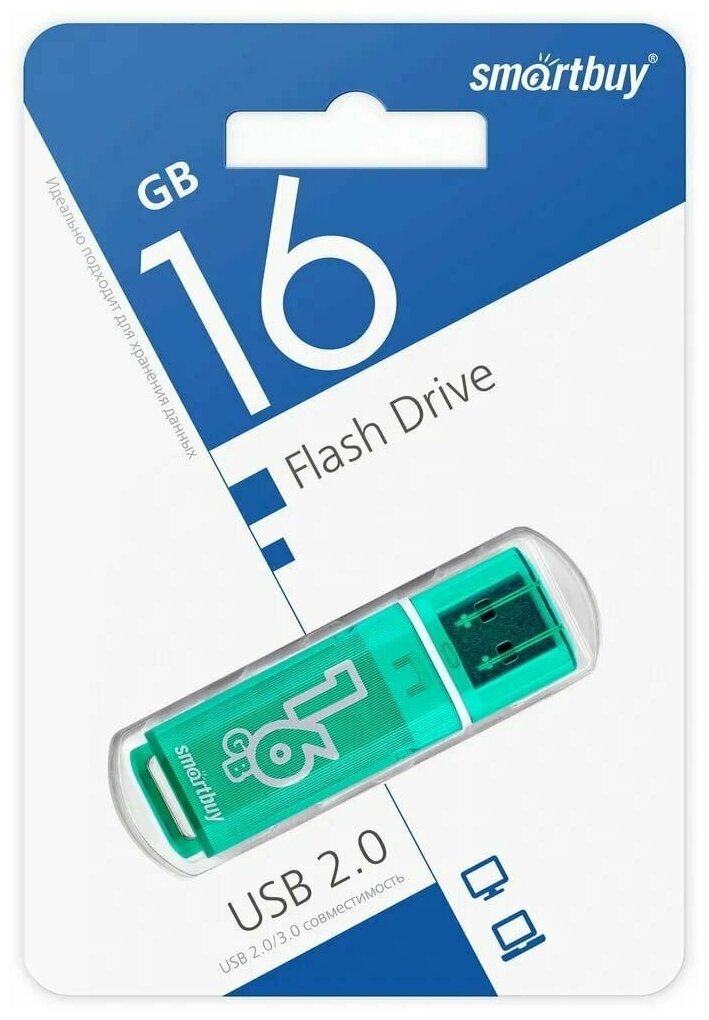 Флешка 16Gb Smart Buy USB Glossy series Green (SB16GBGS-G)