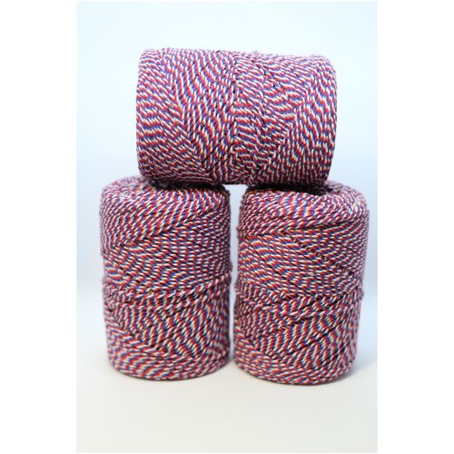 Нить кулинарная шпагат хлопковый, хлопчатобумажный 1.6 мм 360 метров триколор, нитки пищевые, канат колбасный пищевой, кулинарная бечевка