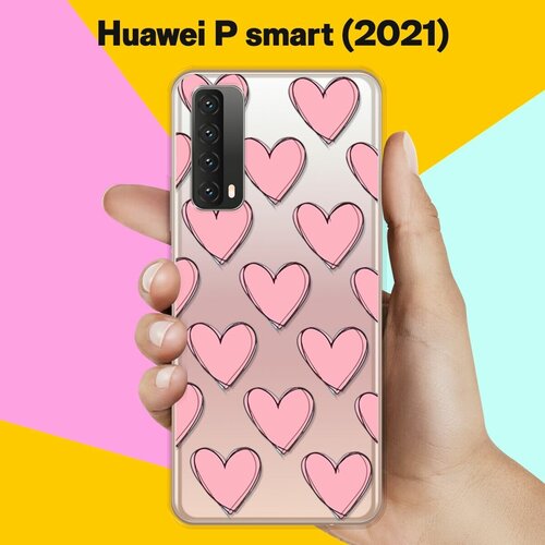 Силиконовый чехол Узор из сердец на Huawei P Smart 2021 силиконовый чехол узор из сердец на huawei p smart z