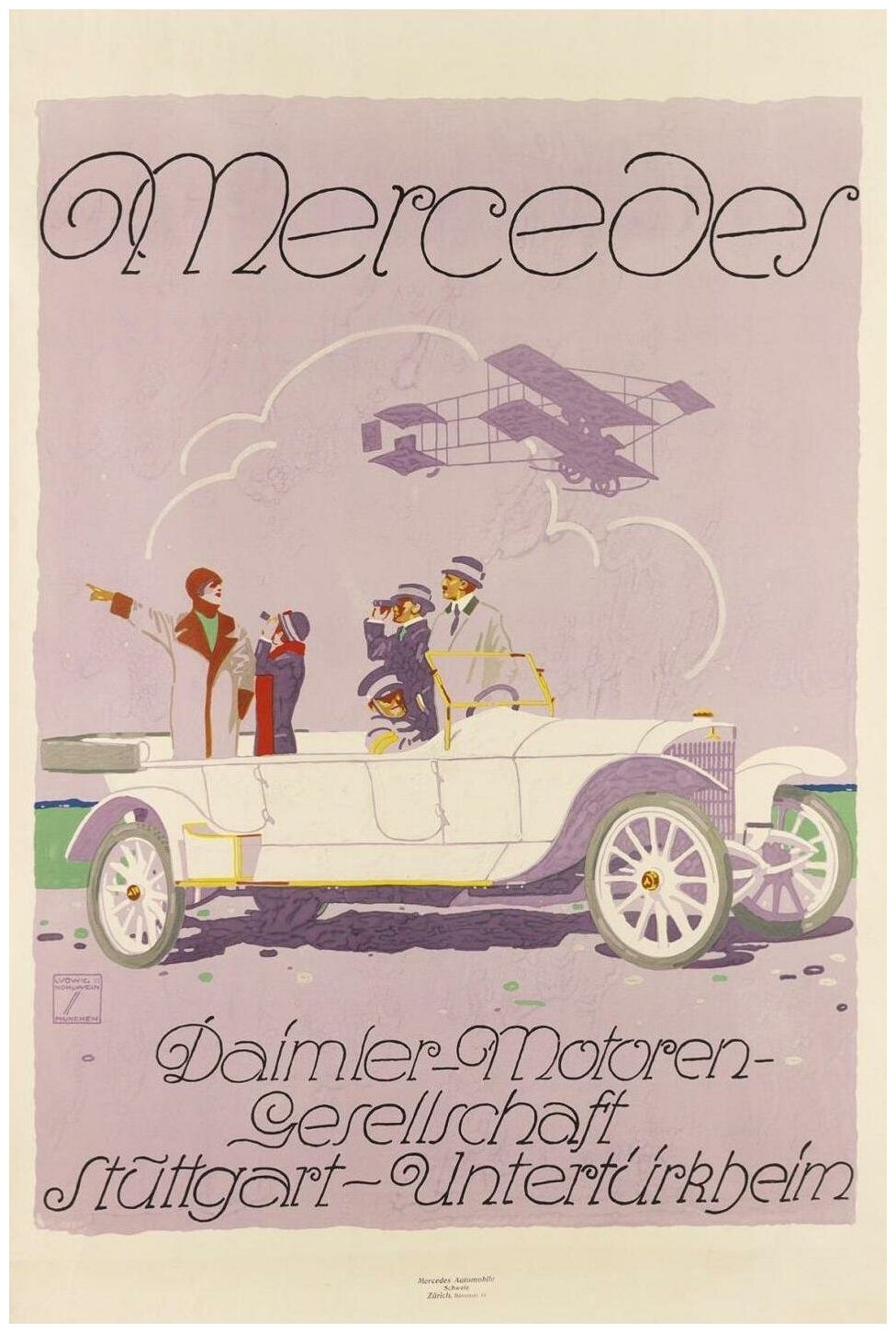 Постер / Плакат / Картина Афиша - Ретро автомобиль 40х50 см в подарочном тубусе
