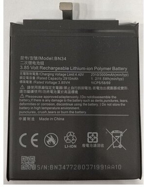 Аккумулятор для телефона Xiaomi Redmi 5A, (BN34), 3000mAh, 3.85V, OEM