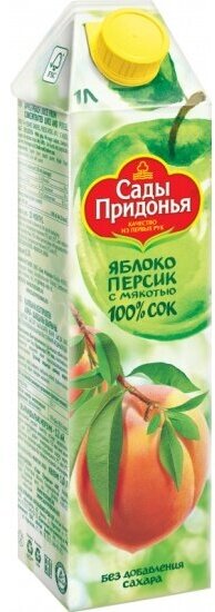 Сок Сады Придонья яблочно-персиковый с мякотью восстановленный 1 л