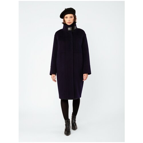 фото Пальто-кокон pompa зимнее, шерсть, силуэт прямой, удлиненное, размер 42/170, фиолетовый