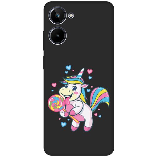 Матовый чехол Unicorn and candy для Realme 10 4G / Рилми 10 4Г с 3D эффектом черный матовый чехол с карманом unicorn для realme 10 4g рилми 10 4г с 3d эффектом розовый