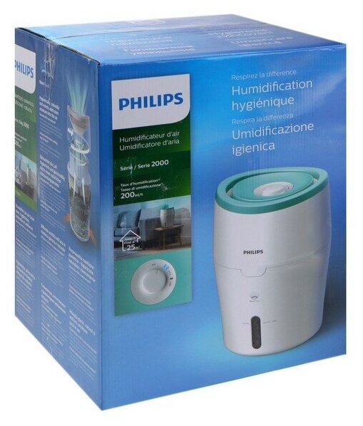 Увлажнитель воздуха Philips HU4801/01, 15 Вт, 2000 мл, до 25 м2, 200 мл/ч, бело-зелёный - фотография № 7