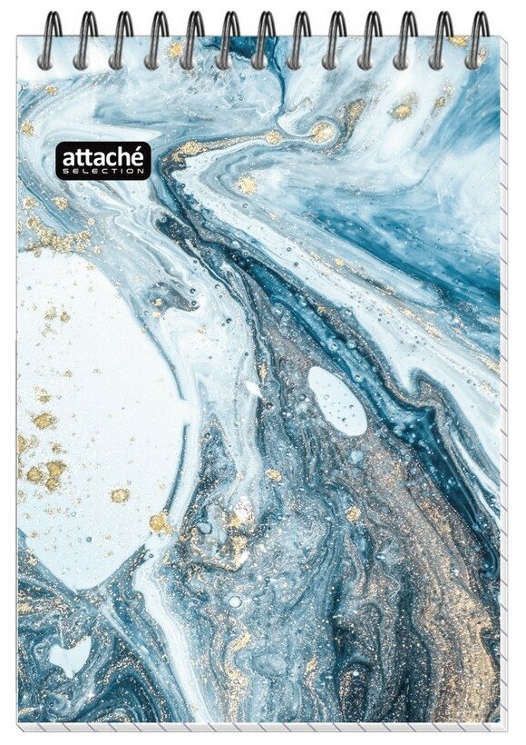 Блокнот Attache Selection Fluid A6 80 л. серый/голубой в клетку спираль (101х145 мм) 1061717