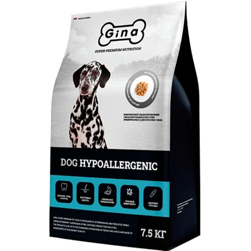Gina Dog сухой корм для взрослых собак, гипоаллергенный, утка и рис, Hypoallergenic, 7,5 кг