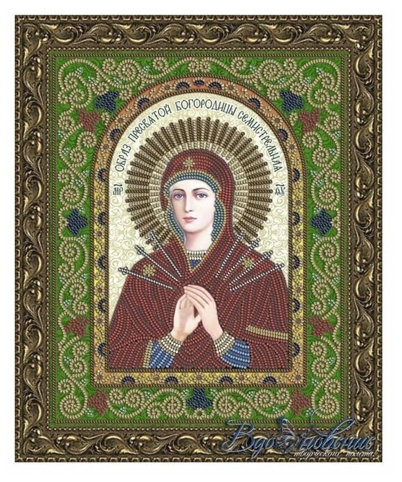 Схема для вышивки бисером Вдохновение "Семистрельная Образ Пресвятой Богородицы", 20x25 см