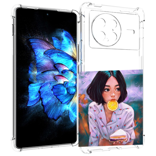 Чехол MyPads девушка-с-чизкейком женский для Vivo X Note 5G задняя-панель-накладка-бампер