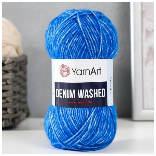 пряжа для вязания ярнарт деним вошед yarnart denim washed цвет 916 золотистый беж 50 г 130 м 80% хлопок 20 % акрил 5 мотков Пряжа YarnArt Denim Washed 30% акрил, 70% хлопок 130 м, 1 шт, 50 г, 910 василек (9554808)