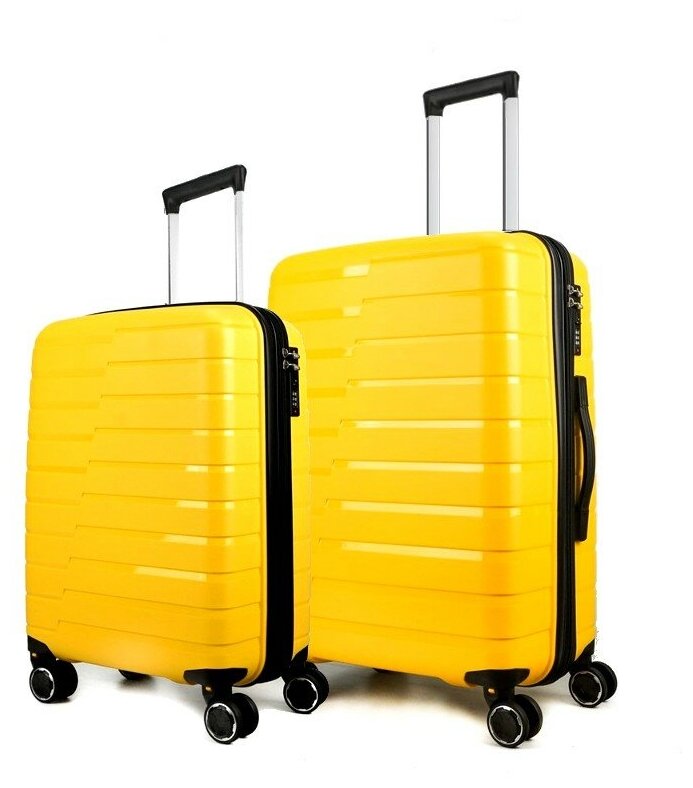 Чемоданы на колесах желтого цвета M + S, съемные колеса (Полипропилен, 2 штуки)