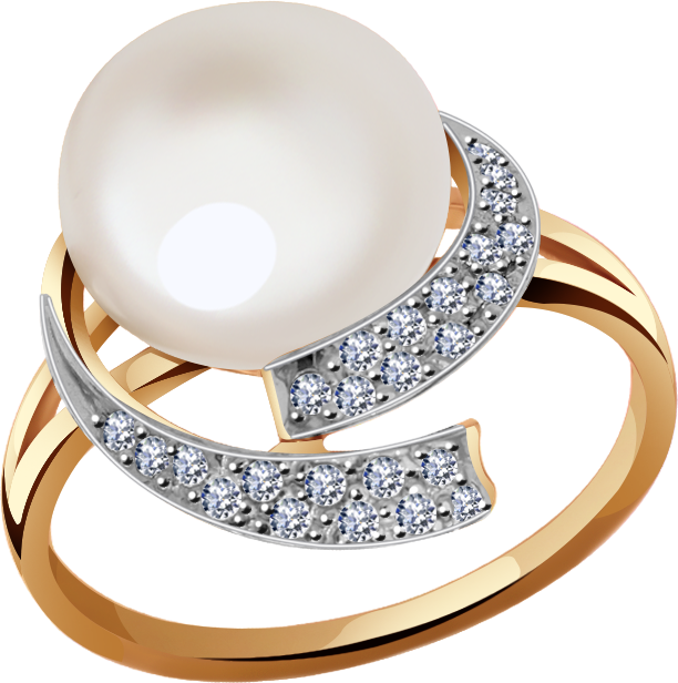 Кольцо Diamant online, золото, 585 проба, жемчуг, фианит