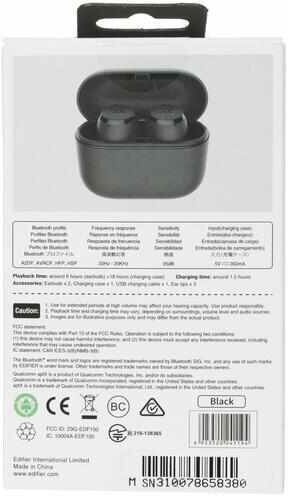 Гарнитура EDIFIER X3, Bluetooth, вкладыши, черный - фото №5