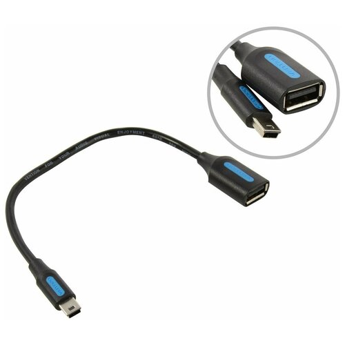 Адаптер переходник Vention OTG USB 2.0 AF/mini B 5pin - 0.15м Vention OTG USB 2.0 AF / mini B 5pin (CCTBB) аксессуары 9 моделей 5pin 8pin 10pin mini usb тип b розетка 5 контактный прямоугольный разъем dip smt jack