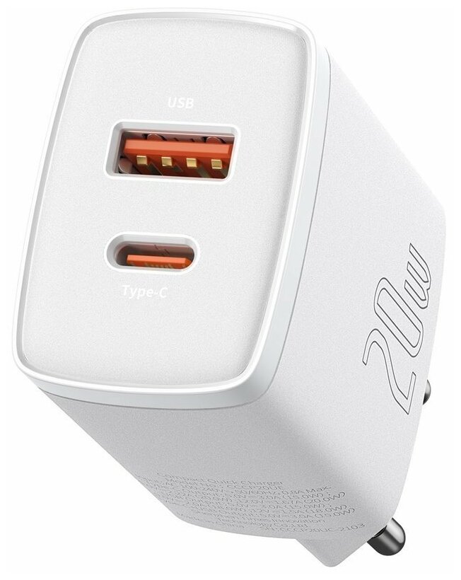 Сетевое зарядное устройство/Быстрая зарядка Baseus Compact Quick Charger U+C 20W EU White CCXJ-B02