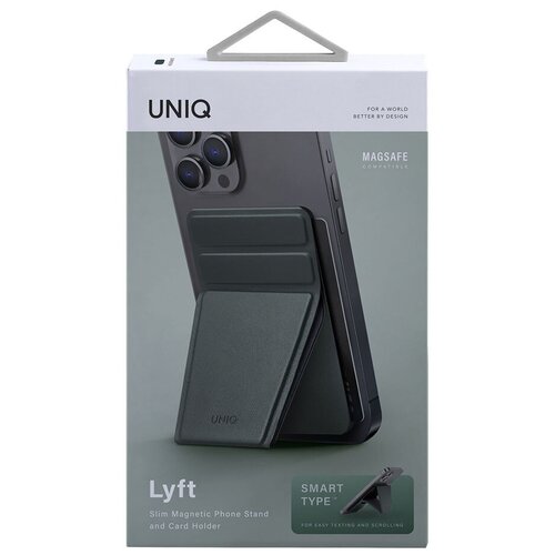 Бумажник Uniq LYFT Magnetic с функцией подставки, зеленый