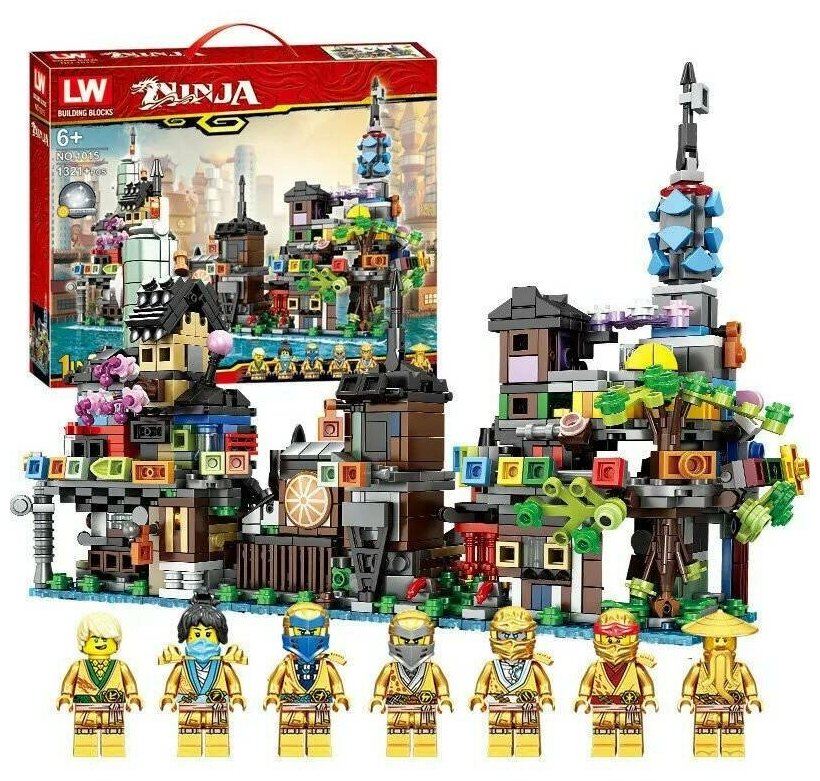 Конструктор LW "Город ниндзя" 3 в 1 серия Ninja, 1321 деталь, 7 мини фигурок №1015.
