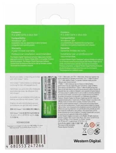 Накопитель SSD WD 480GB Green (WDS480G3G0B) - фото №3