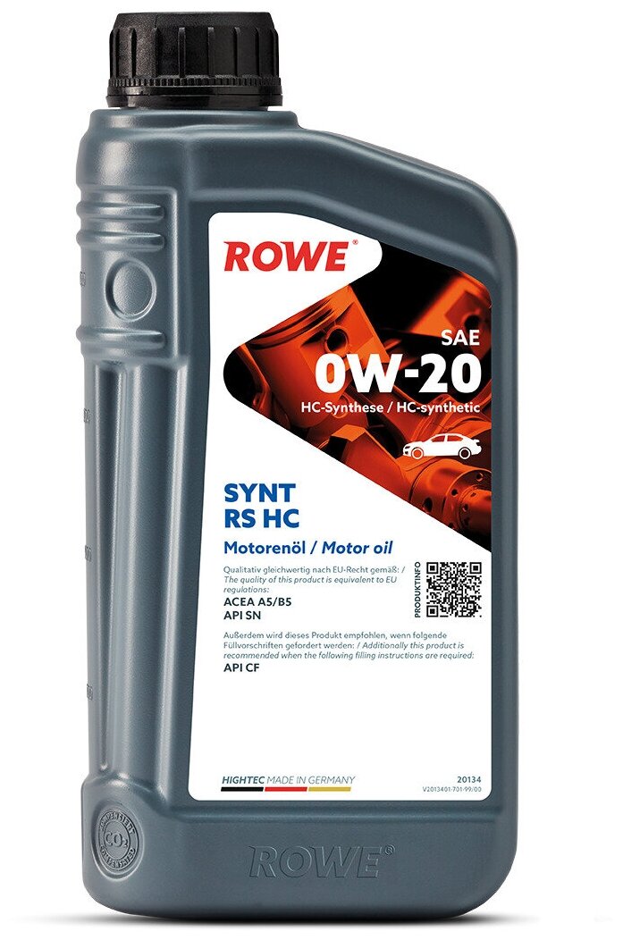 Масло моторное ROWE HIGHTEC SYNT RS HC SAE 0W-20 (1 л)
