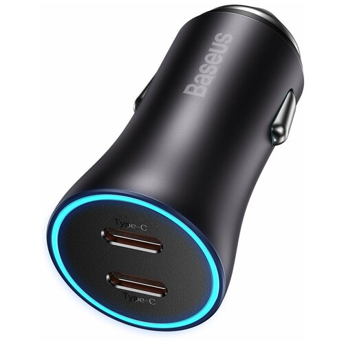 Автомобильное зарядное устройство Baseus Golden Contactor Pro Dual Fast Charger Car Charger C+C 40W Dark Gray premium car charger hudi 18w usb 3 0 quick charge быстрая зарядка автомобильное зарядное устройство черный