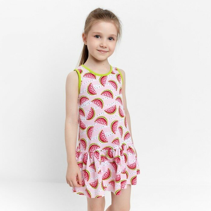 Платье для девочки, цвет розовый/арбузы, рост 122 см - фотография № 7