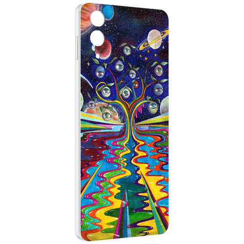 Чехол MyPads дерево с глазами акварель для Samsung Galaxy Z Flip 4 (SM-F721) задняя-панель-накладка-бампер
