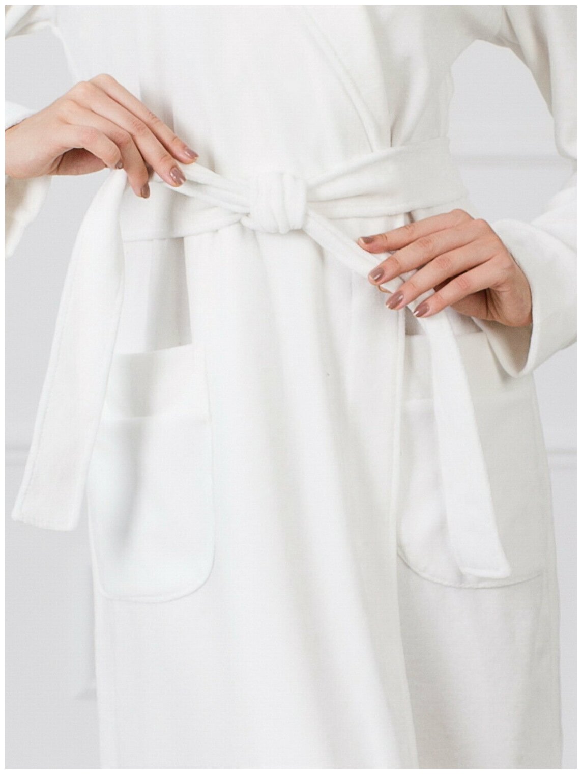Женский велюровый халат с шалькой Росхалат, кремовый. Размер 42-44 - фотография № 3