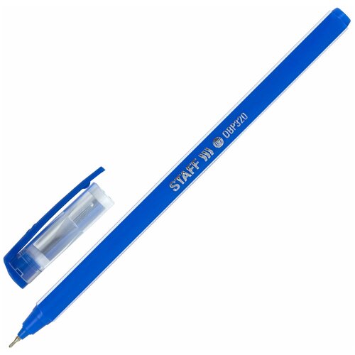 Комплект 10 шт. Ручка шариковая масляная STAFF Basic «OBP-320», синяя, корпус голубой, узел 0,7 мм, линия письма 0,35 мм, 143023