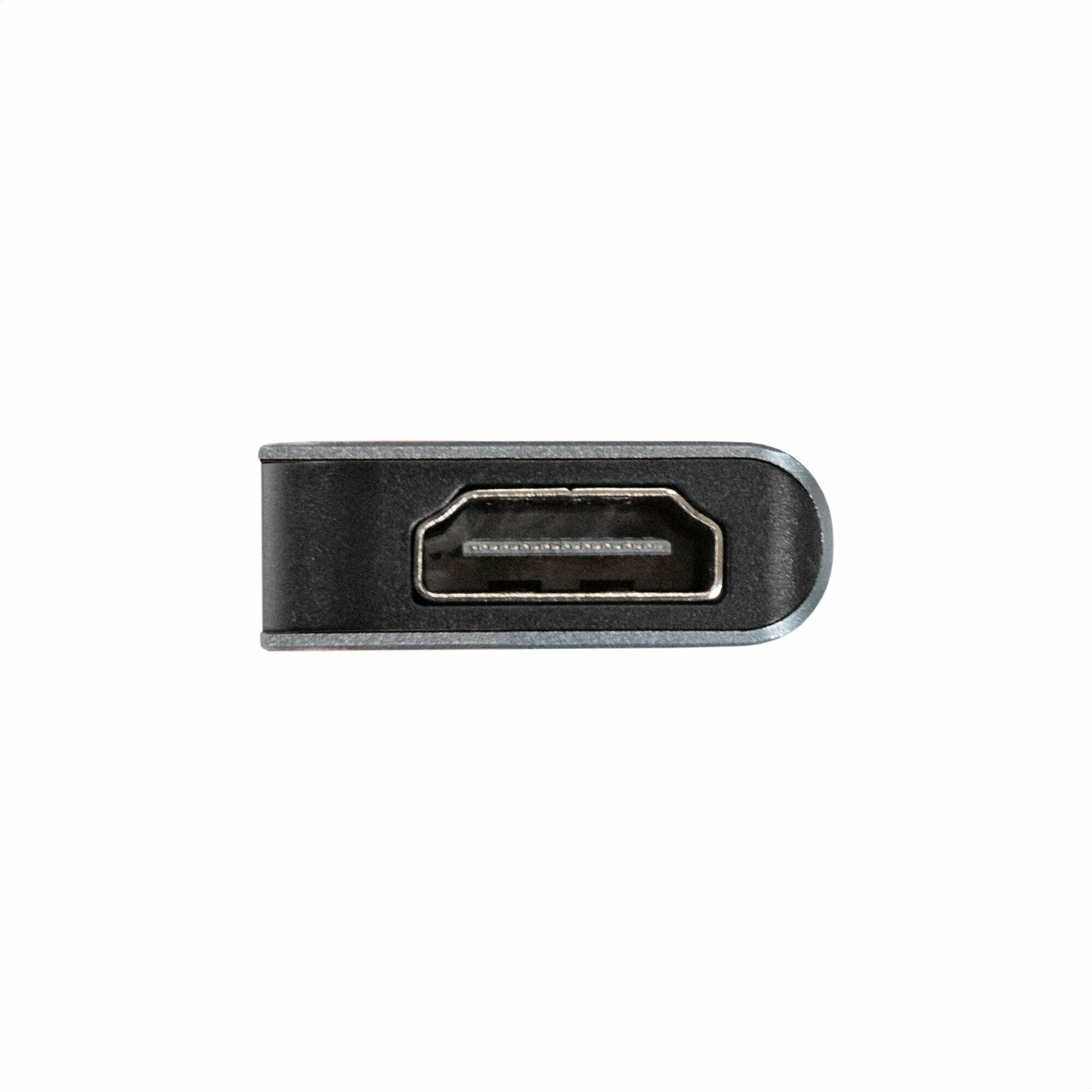 Док-станция Exegate 7-в-1 (кабель-адаптер USB Type-C --> 2xUSB3.0 + Card Reader + PD 100W + HDMI 4K@60Hz, Plug&Play, серый) - фото №6