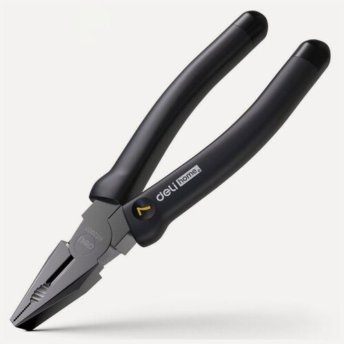 Изображение товара Комбинированные плоскогубцы "Home Series Black" Deli HT2007 180мм (эксклюзивный дизайн, рукоятка софттач пластик, подарочная упаковка)