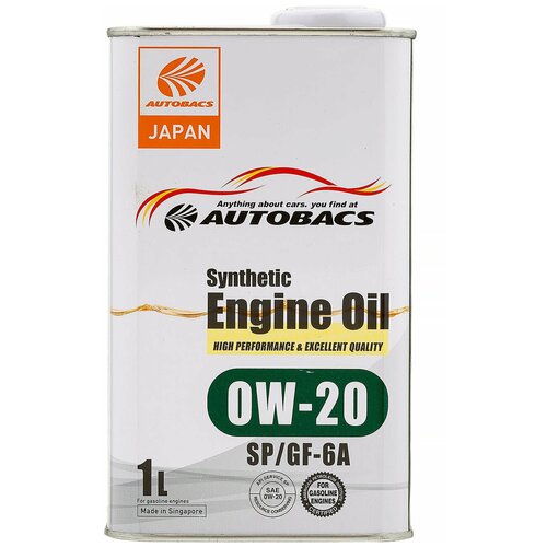 Синтетическое моторное масло Autobacs Synthetic 0W-20 Sp/Gf-6, 4 л, 1 шт.