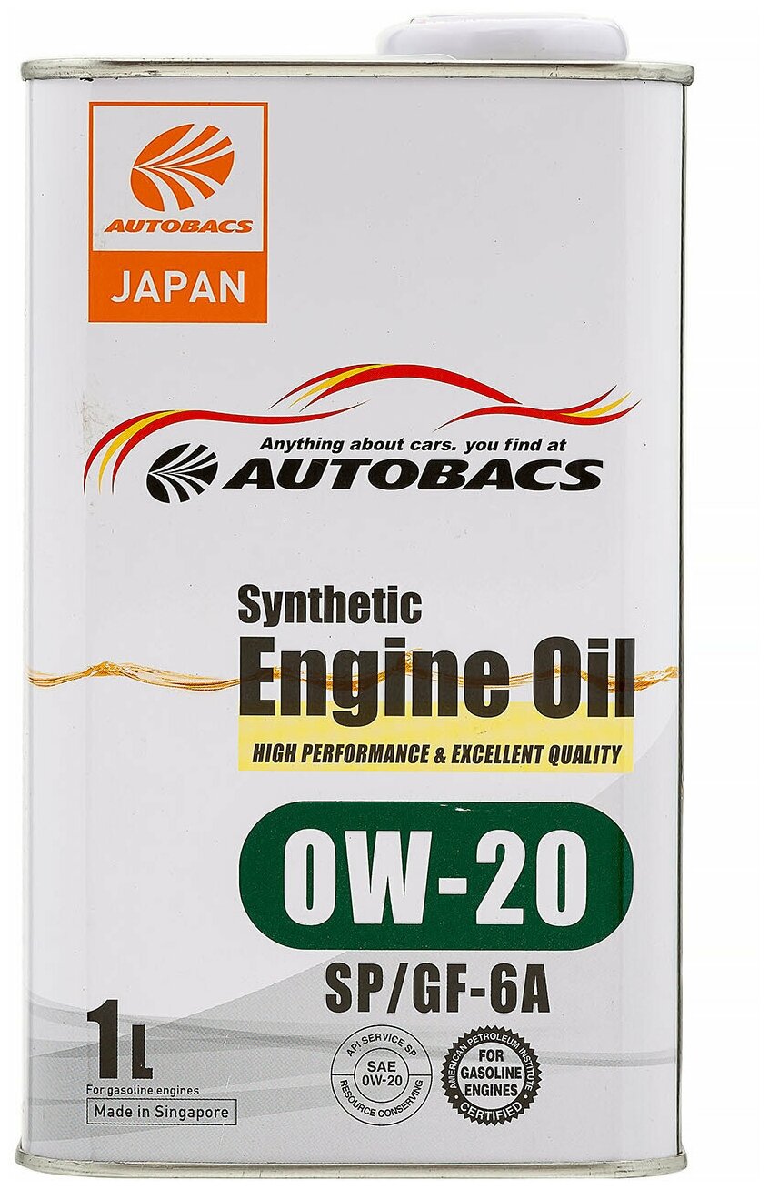 Моторное масло AUTOBACS ENGINE OIL SAE 0W20 API SP ILSAC GF-6A SYNTHETIC