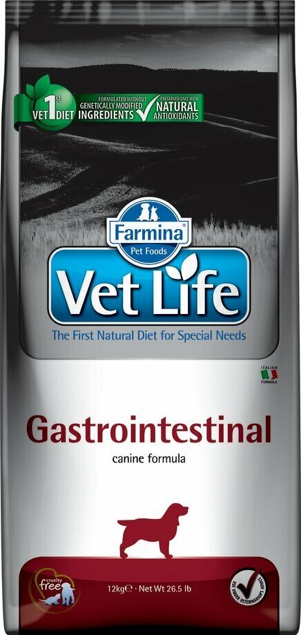 Farmina Vet Life Gastro-Intestinal корм для собак с желудочно-кишечными заболеваниями, 12 кг