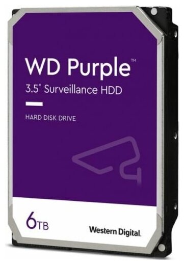 Жесткий диск 6TB SATA 6Gb/s Western Digital WD62PURX WD Purple Surveillance 3,5" 5640RPM 128MB DV&NVR