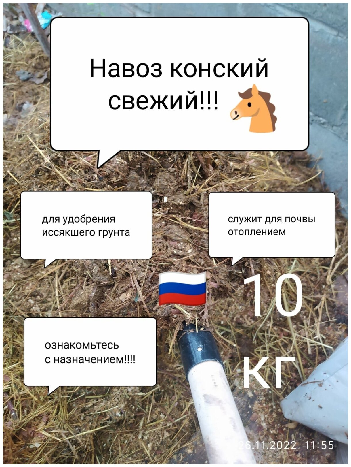 Конский навоз свежий 10