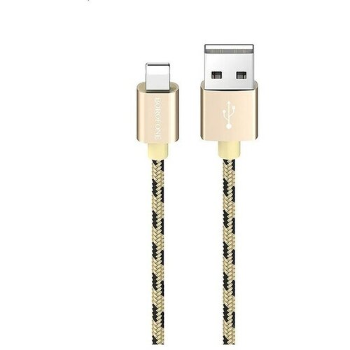 Кабель Borofone BX24, Lightning - USB, 2.4 А, 1 м, нейлоновая оплётка, золотистый