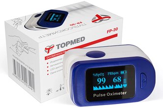 Пульсоксиметр TOPMED FP-30, без поверки, синий/белый