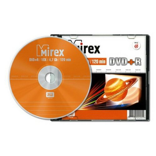 Оптический диск Mirex DVD+R 4.7 Gb, Slim Case, UL130013A1S, (1 шт)